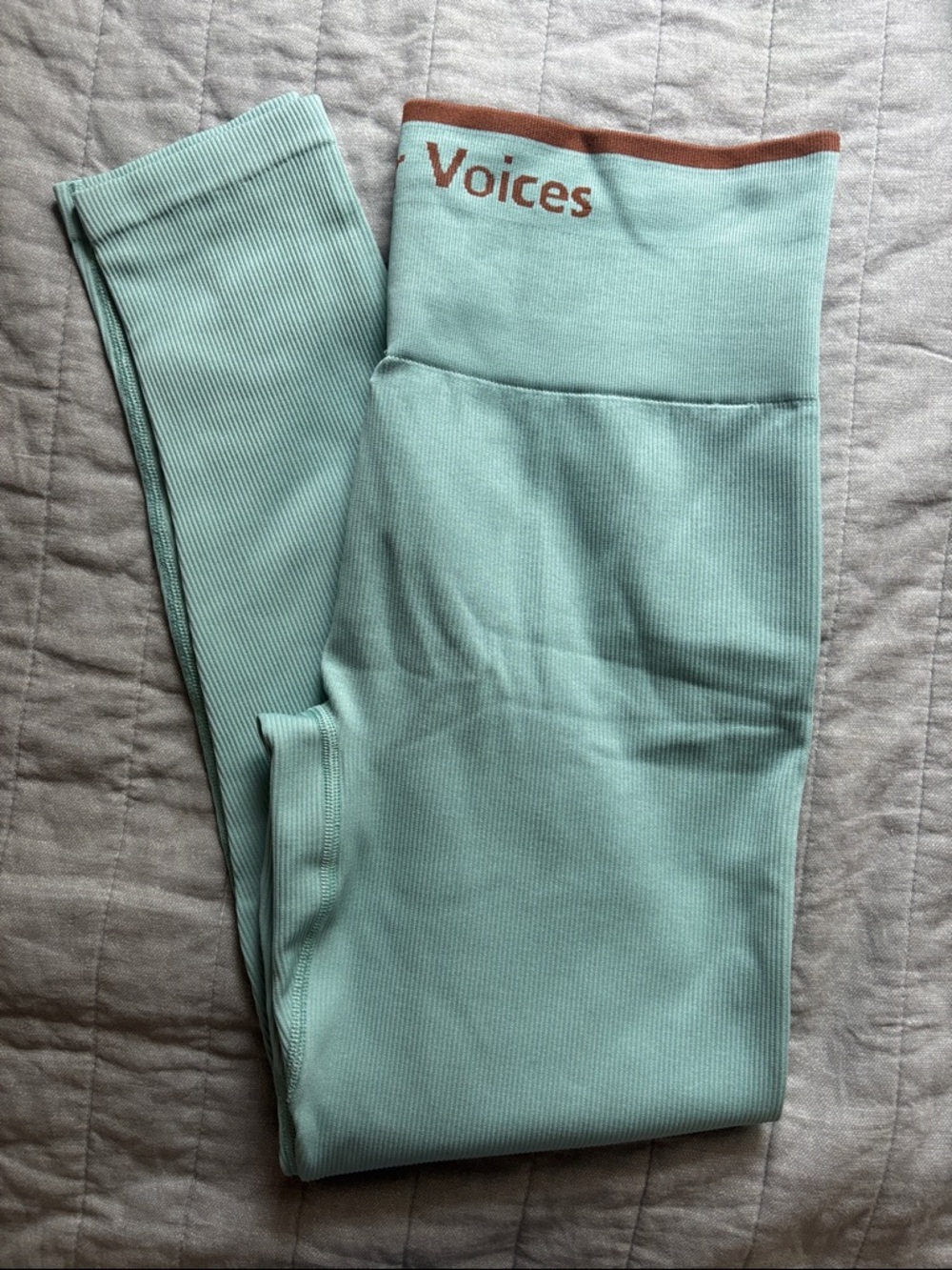 Outdoor Voices Mint Green Leggings with Brown Trim NWT